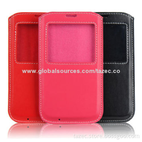 PU Leather Case for Samsung S5 with Pulling Strap and Velcro Closure, Various Colors Available